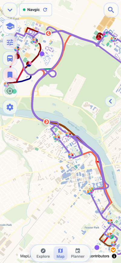 Navgic Map tab showing Rutgers campus on mobile web