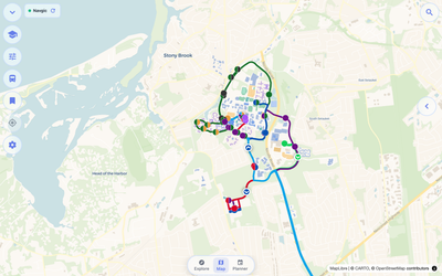 Stony Brook live shuttle map on Navgic